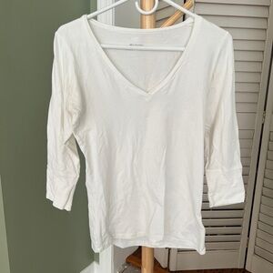 Columbia White Fitted 3/4 Sleeve T-Shirt